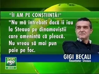 GIGI BECALI: II AM PE CONSTIINTA PE DINAMOVISTI. IMI PARE RAU PENTRU EI