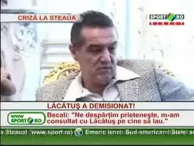 Becali: Lacatus si-a dat demisia, cautam alt antrenor!