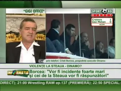Dialog incendiar Becali-Borcea! "Dulaule, tu ai instigat la violenta!" / "Gigi, esti pe locul patru: Ciocu' mic!"