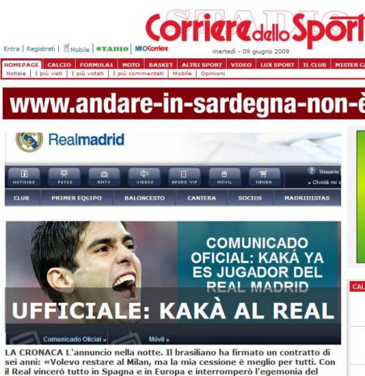 VIDEO: OFICIAL! Kaka e la Real: