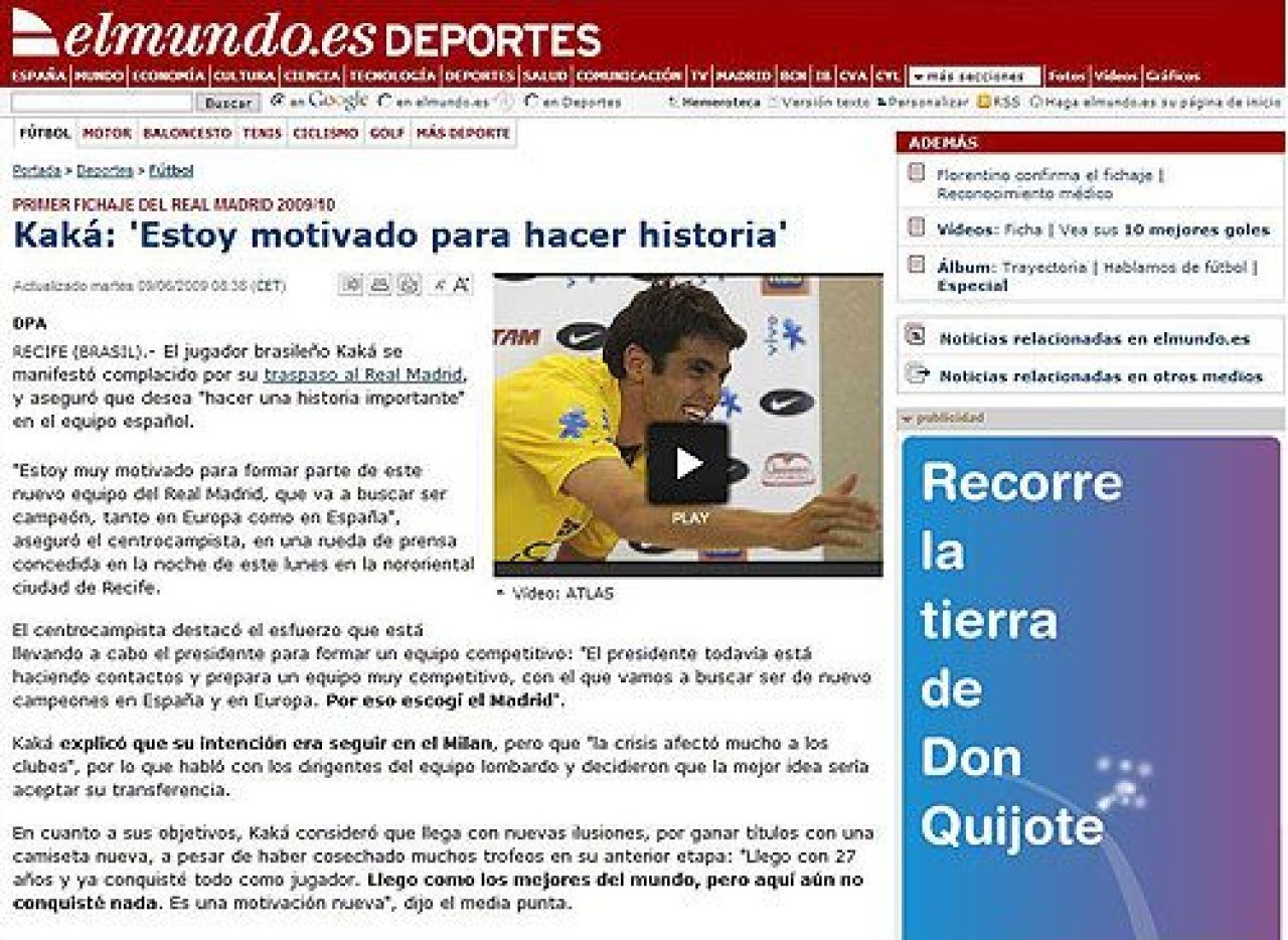 VIDEO: OFICIAL! Kaka e la Real:
