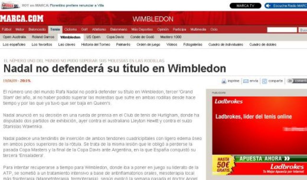Nadal nu merge la Wimbledon: