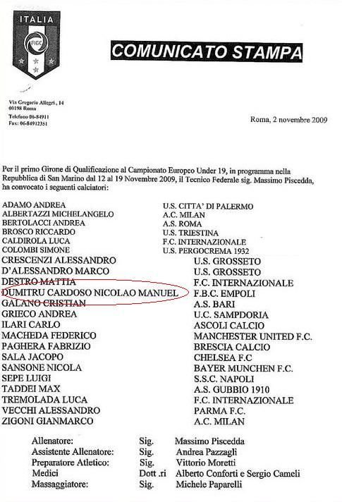 Cardoso a marcat pentru nationala Italiei unde este coleg cu Macheda de la United! FOTO:_12