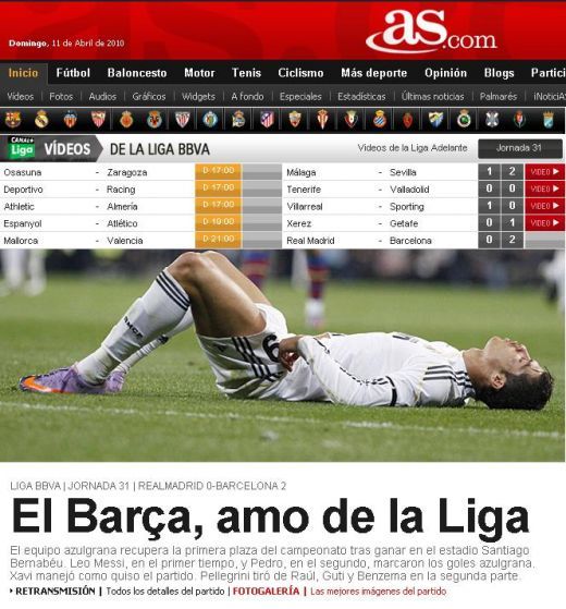Presa din Madrid, dupa Real 0-2 Barca: AS: