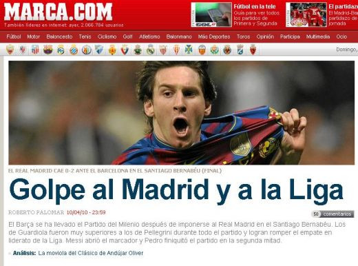 Presa din Madrid, dupa Real 0-2 Barca: AS: 