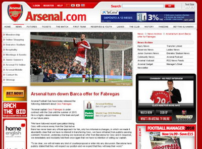 Arsenal a REFUZAT OFICIAL oferta de 35 de milioane de euro pentru Fabregas!