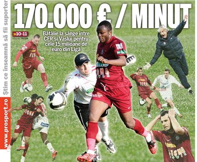 Derby de 170.000 de &euro; pe minut! Vaslui si CFR se bat pentru cele 15 mil din Liga: