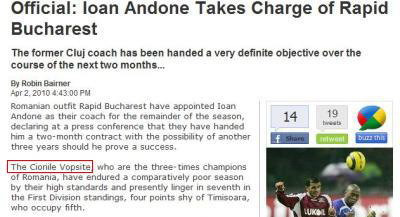 Gafa INCREDIBILA! Goal.com: Ioan Andone e antrenor la Ciorile Vopsite!