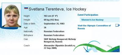 O hocheista din Rusia a fost depistata pozitiv la JO de la Vancouver!