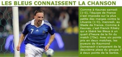 Ribery duce Franta pe doi! Franta 1-0 Lituania. Vezi clasamentul in grupa Romaniei:
