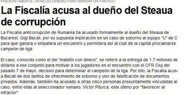 Bomba de la Steaua a ajuns si in Europa! Marca: Scandal in Romania: seful Stelei, acuzat de coruptie!