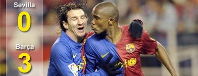 Barcelona, de neoprit in Spania: 3-0 cu Sevilla! Supergoluri Eto o si Messi
