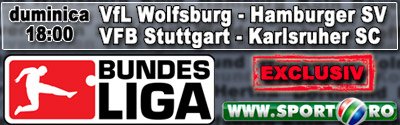 AZI:Wolfsburg - Hamburger si Stuttgart-Karlsruher LIVE pe www.sport.ro