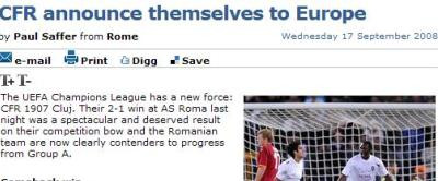 UEFA.com: O noua forta in Liga Campionilor: CFR Cluj!