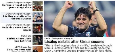 Site-ul UEFA: Lacatus duce Steaua in grupele UCL!