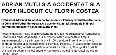 Costea in locul lui Mutu la nationala!
