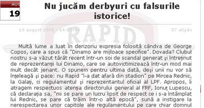 Rapid: Dinamo - avorton al fotbalului romanesc , Steaua - grupare ilegala !