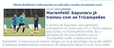 Sapunaru, primul antrenament cu FC Porto!