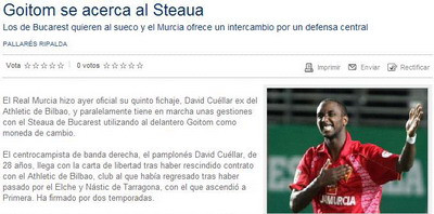 Goitom de la Murcia, aproape de Steaua!