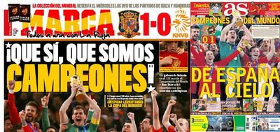 Marca: Da, da suntem campioni! AS: Cu Spania pana in Paradis!