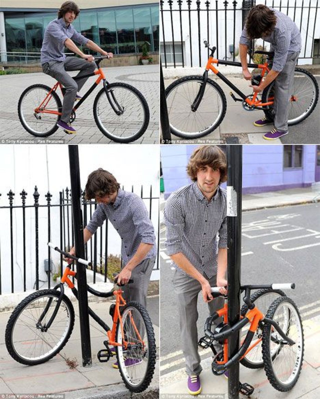FOARTE TARE! Cel mai tare sistem anti-furt! Bicicleta care se infasoara de stalp!_1