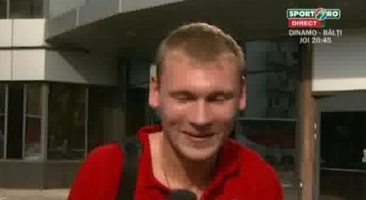 VIDEO! Super provocare! Cat de greu ii este unui jucator de la BALTI sa spuna: "Dinamo - Olimpia in direct la Sport.ro":))