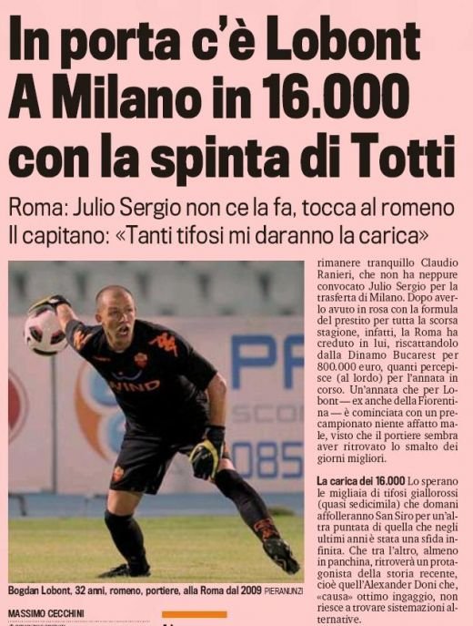 Lobont, anuntat titular la Roma cu Inter! 