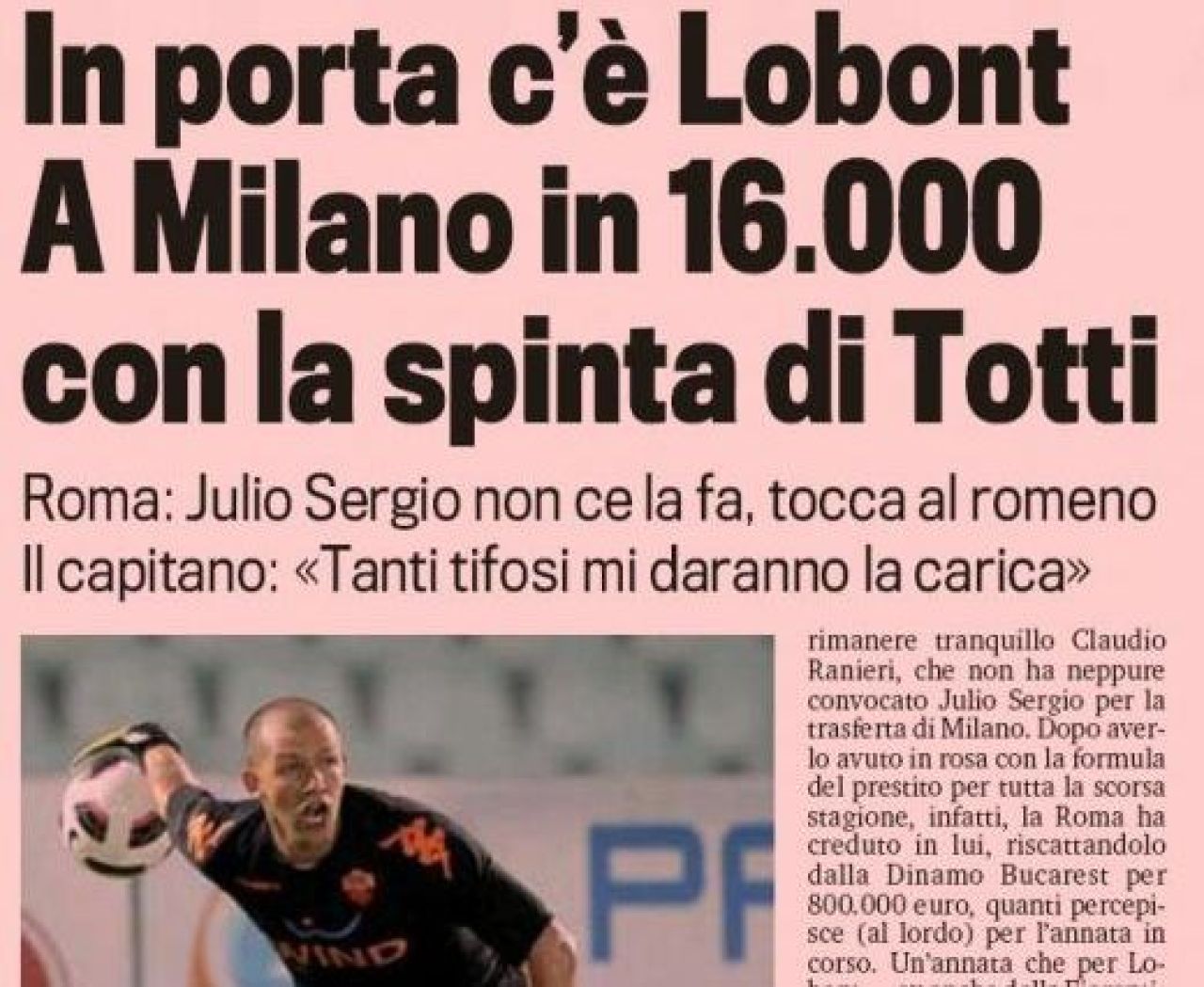 Lobont, anuntat titular la Roma cu Inter!