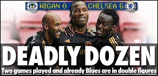 Cine ii mai opreste? Chelsea a spulberat Wigan cu 6-0! 12 goluri in doua meciuri! VIDEO