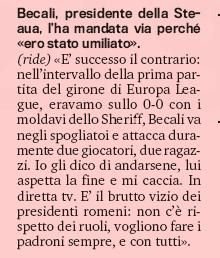 Bergodi il ataca DUR pe Gigi Becali in Gazzetta dello Sport: 