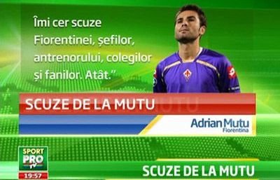 Mutu si-a cerut scuze OFICIAL: Imi cer scuze catre fani si Fiorentina, nu trebuia sa reactionez asa!