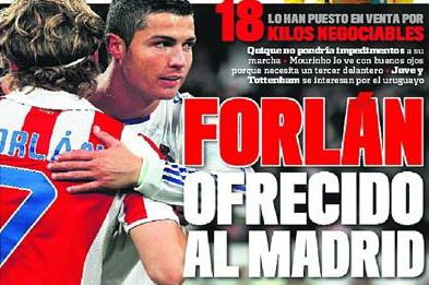 Mourinho arunca BOMBA in Galaxie! Forlan, dorit pe Bernabeu! Vazi cat este dispus Realul sa plateasca