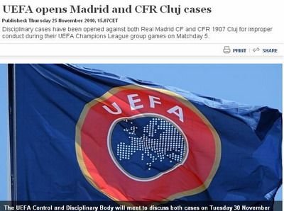 UEFA va ancheta Real Madrid si CFR Cluj! Cartu ii poate aduce lui CFR o amenda uriasa: