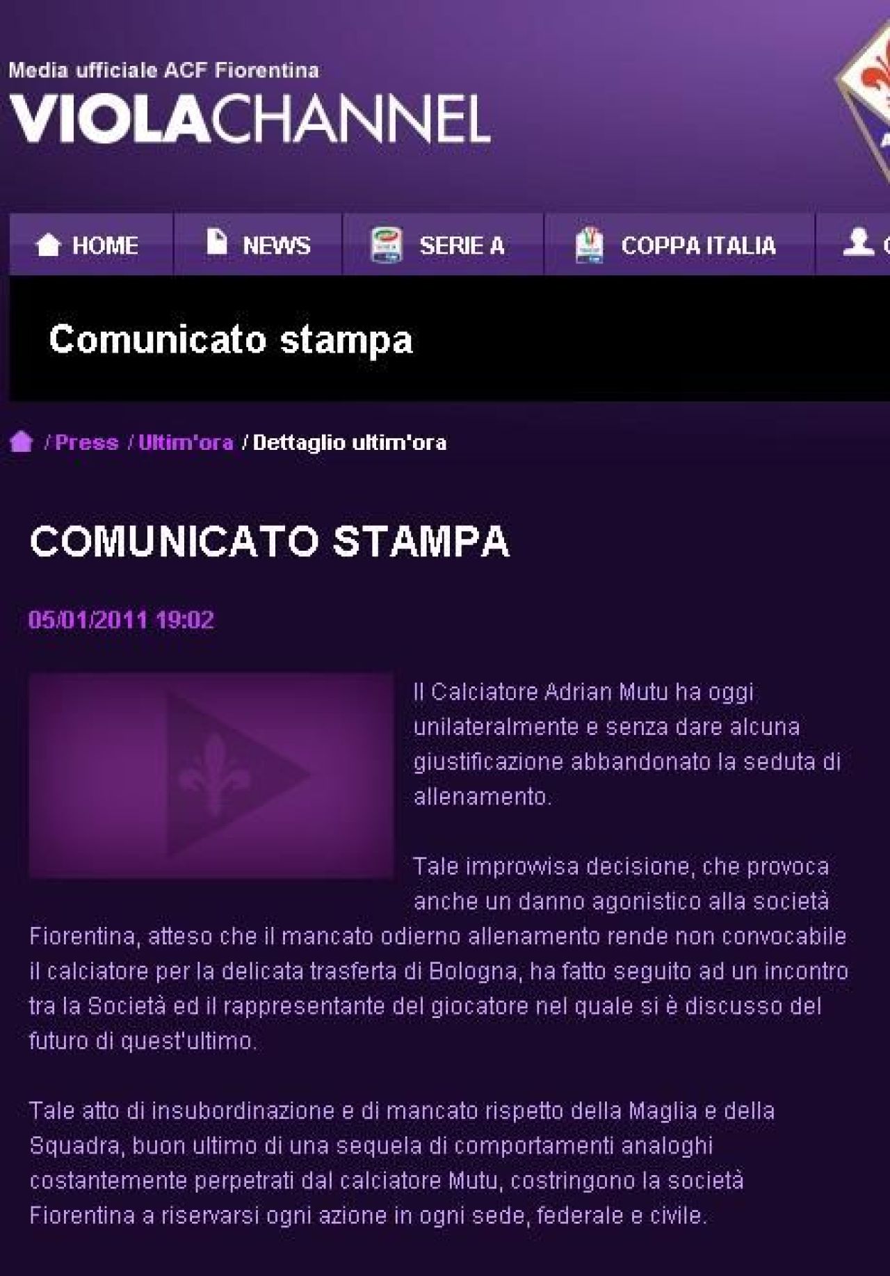 Comunicat OFICIAL: Mutu, gata sa plece de la Fiorentina! Va fi dat in JUDECATA pentru ca a fugit de la antrenament!_1