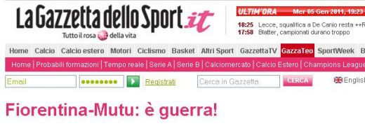 Gazzetta dello Sport: E RAZBOI intre Mutu si Fiorentina!