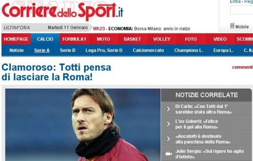 INCREDIBIL! Totti vrea sa plece de la Roma dupa 22 ani!! Vezi unde ar putea ajunge!