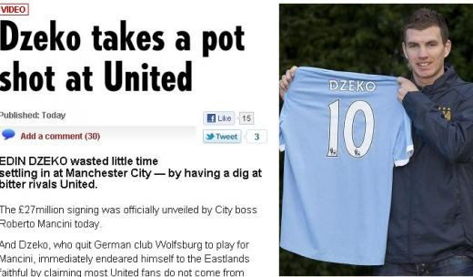 ATAC la United! Dzeko a lansat prima AROGANTA: Cei mai multi fani din Manchester tin cu City