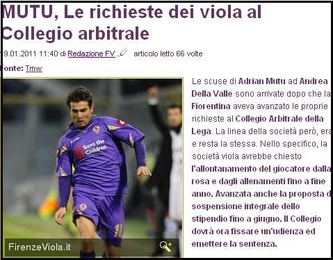 Fiorentina LOVESTE iar in Mutu: a cerut SUSPENDAREA salariului!