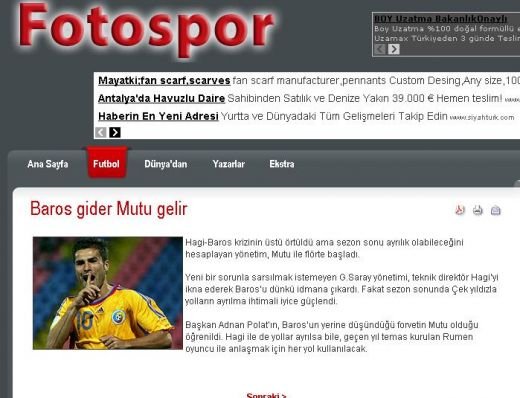 Galatasaray incepe negocierile cu MUTU dupa incidendul dintre Hagi si Baros