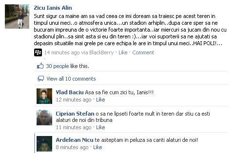 Timisoara - Steaua a inceput pe Facebook! Mesaj emotionant de la Ianis Zicu!