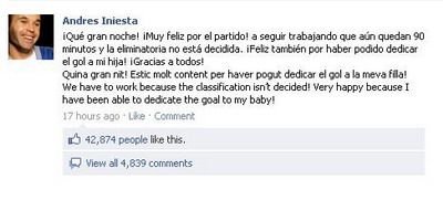 Iniesta il incurajeaza pe Rat pe Facebook! I-a scris in spaniola, franceza si engleza, sa fie sigur ca intelege!