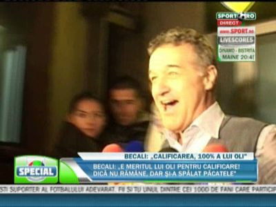 Becali: E meritul lui Olaroiu pentru calificare! Dica nu ramane, dar si-a spalat toate pacatele!