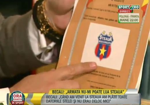 Gigi Becali: Armata vrea sa-mi ia clubul! Daca va face asta, Steaua nu poate juca in Cupele Europene
