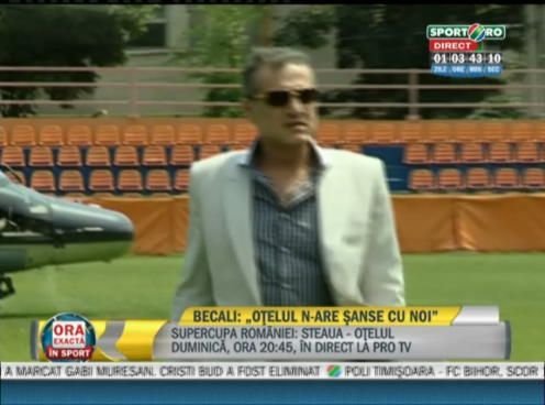 VIDEO Becali si Borcea au ATERIZAT impreuna la Piatra Neamt! Au venit cu elicopterul direct pe stadion!
