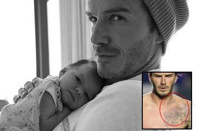 FOTO / Beckham a facut public noul TATUAJ cu numele fetitei sale! Vezi ce si-a imprimat pe gat:_4