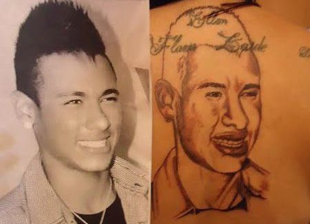 FOTO INCREDIBIL! Si-a distrus spatele din prea multa dragoste pentru Neymar! Ce tatuaje oribile si-a facut: