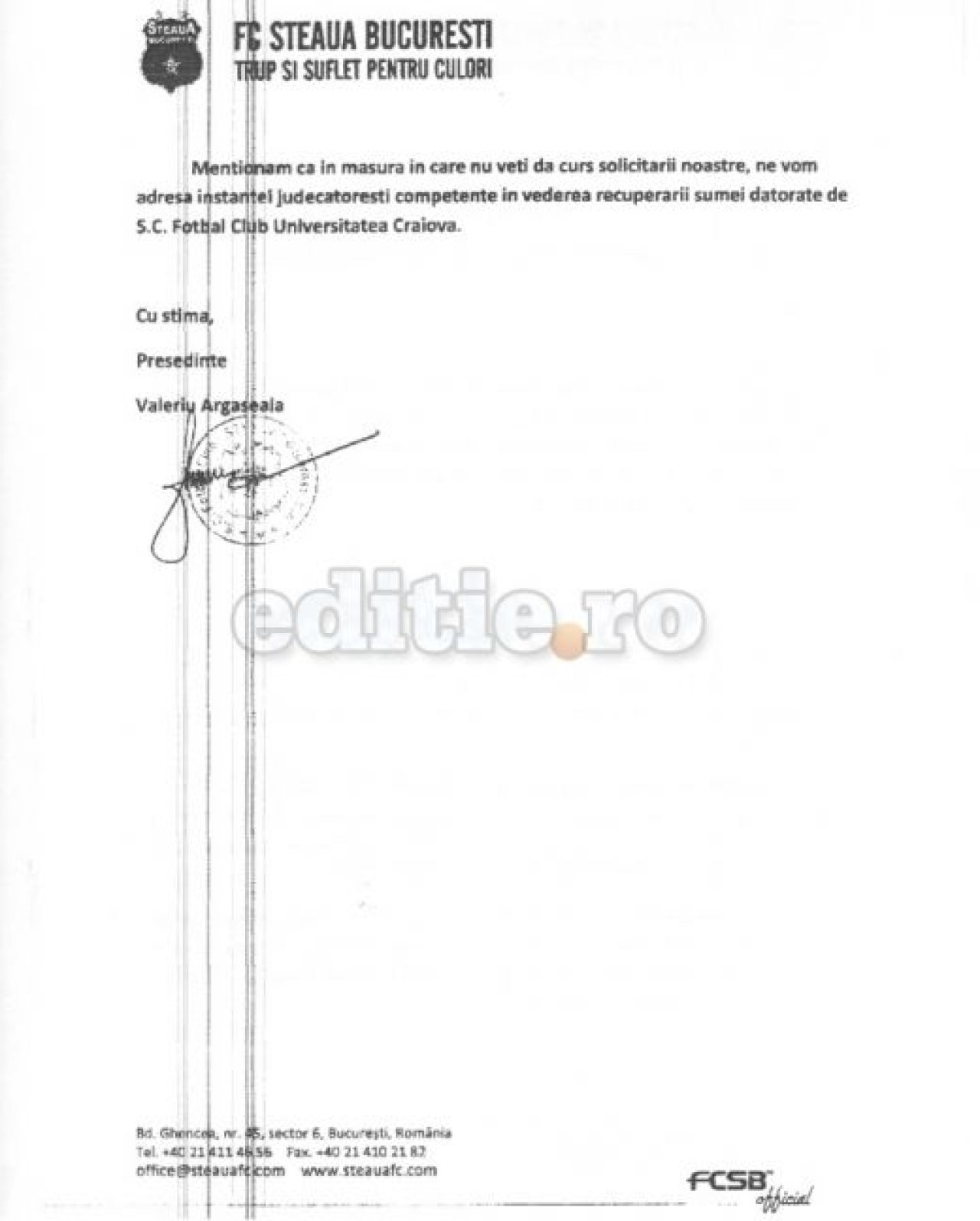 BOMBA de 1.4 mil euro la Craiova: Steaua cere oficial banii inapoi dati pe Mihai Costea! Vezi faxul trimis_2