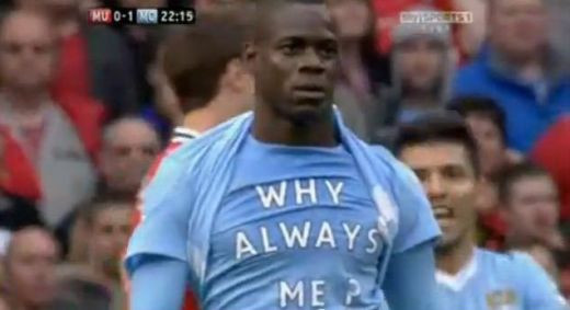 Revelion pentru Balotelli! Ce mesaj a afisat pustiul teribil al lui City dupa ce a deschis scorul pe Old Trafford!