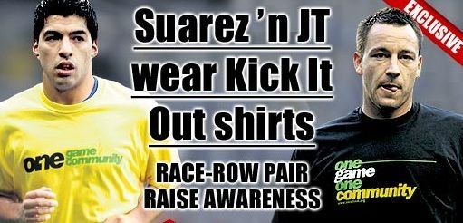 Terry si Suarez nu se asteptau la asa ceva! Sunt OBLIGATI sa poarte tricouri cu mesaje CONTRA rasismului! :)