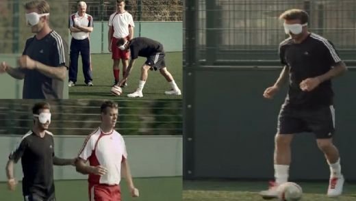 SUPERVIDEO: Beckham joaca fotbal legat la ochi, cu echipa paralimpica! Vezi cat de praf a fost la loviturile de la 4 m si ce gol l-a facut sa aplaude: